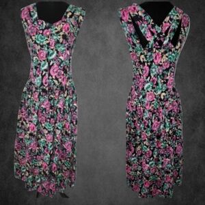 Vintage floral drop waist buttondown dress